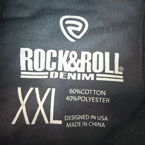 Rock & Roll Denim XXL Desert Skull Graphic Hoodie Black Oversized Pullover - Picture 3 of 6